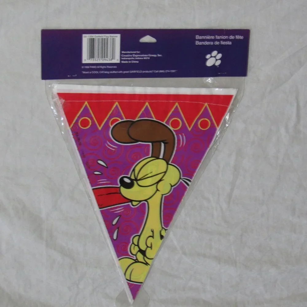 NEW Vtg 1998 Garfield Odie Party Rare Decoration Pennant Flag Banner 12 Feet